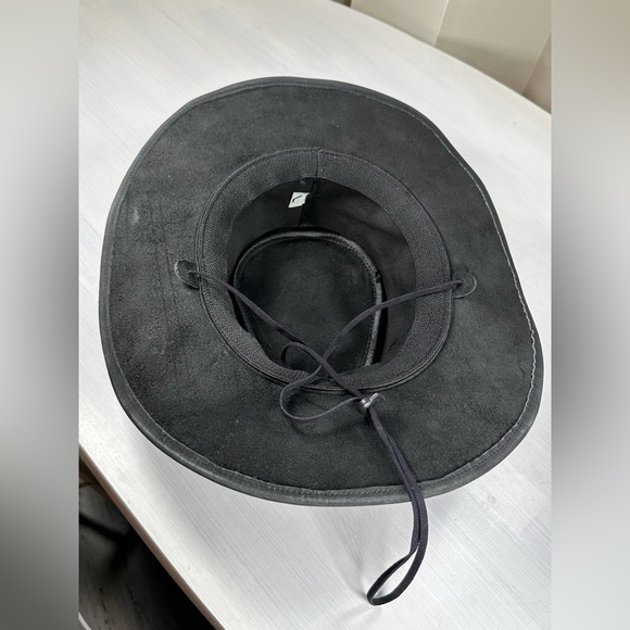 New real genuine cowhide leather cowboy hat, size large men’s women’s black - Picture 5 of 5